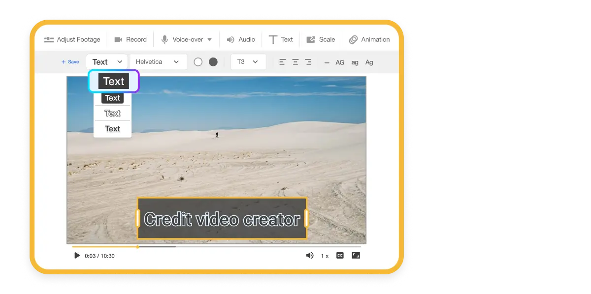 Credit video maker lets you quickly add styled credits by customizing fonts, colors, and animations.